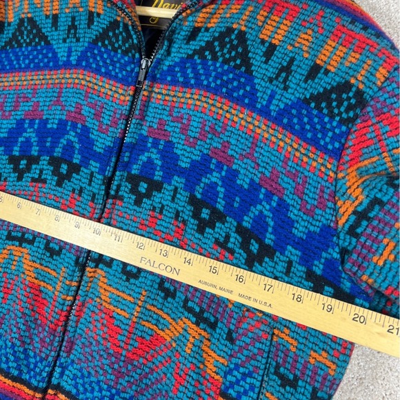 Vintage David James Aztec Southwest Knit Bomber Jacket‎ Full Zip M Colorful Wool - Picture 7 of 10
